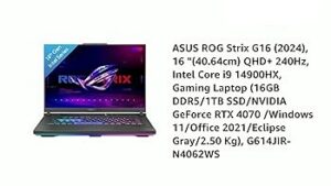 asus rog strix g16 (2024) intel core i9 14th gen 14900hx (16 gb/1 tb ssd/windows 11 home/8 gb graphics/nvidia geforce rtx 4070) g614jir n4062ws gaming laptop